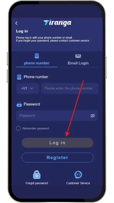 Click on the login button